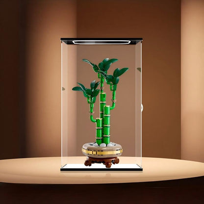 LEGO 10344 Lucky Bamboo spejl-akryl-displaykasse med ringlys og UV-trykt baggrund - støvtæt showcase