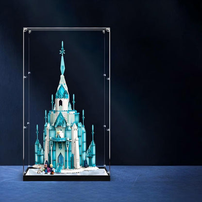 LEGO 43197 The Ice Castle Spiegel Acryl Vitrine mit Ringlicht & UV-bedrucktem Hintergrund - Staubdichte Ausstellung