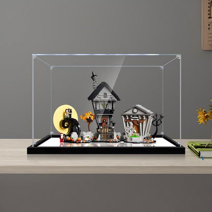 LEGO 21351 The Nightmare Before Christmas Spiegel-Acryl-Vitrine mit Ringlicht & UV-bedrucktem Hintergrund - Staubdichte Präsentationsbox