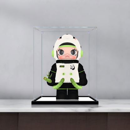 Suitable for Pop Mart Mega Space Molly Panda Display Case – Showcase with UV-Printed Background & Mirror Base