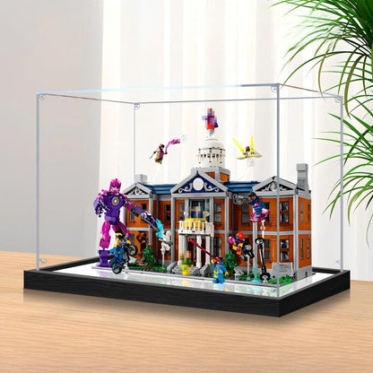 LEGO 76294 X-Men: La X-Mansion - Vetrina Acrilica con Specchio, Anello Luminoso e Sfondo UV - Custodia Antipolvere