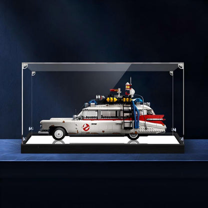 LEGO 10274 Ghostbusters ECTO-1 Mirror Acrylic Display Case with Ring Light & UV-Printed Background - Dustproof Showcase