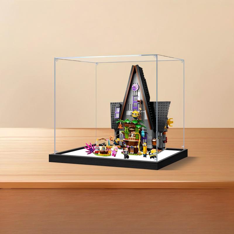 LEGO 75583 Minions e Villa della Famiglia Gru - Vetrina Acrilica a Specchio con Anello Luminoso e Sfondo UV - Custodia Antipolvere