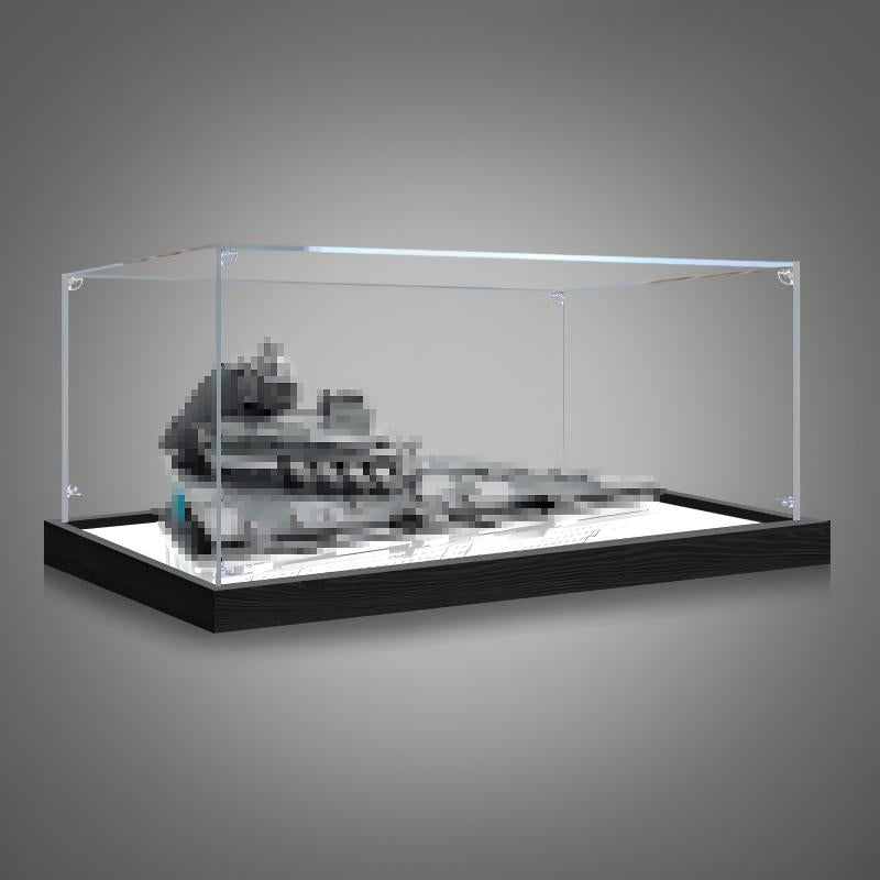 LEGO 75394 Imperial Star Destroyer Mirror Acrylic Display Case with Ring Light & UV-Printed Background - Dustproof Showcase