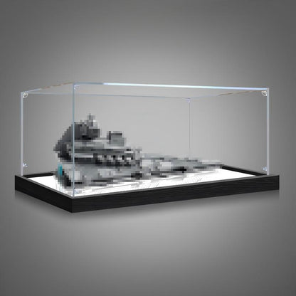 LEGO 75394 Imperial Star Destroyer Mirror Acrylic Display Case with Ring Light & UV-Printed Background - Dustproof Showcase