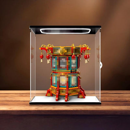 LEGO 80116 Mirror Mirror Custodia Espositiva in Acrilico con Anello Luminoso e Sfondo Stampato UV - Vetrina Antipolvere