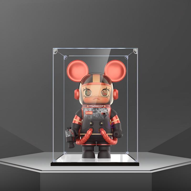 Pop Mart MEGA SPACE MOLLY  Disney 100th Anniversary Mickey Mouse Mirror Acrylic Display Case with Ring Light & UV-Printed Background - Dustproof Showcase