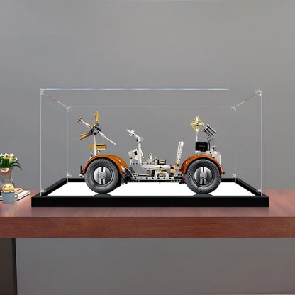LEGO 42182 ناسا أبولو مركبة التجوال القمرية - LRV صندوق عرض أكريليك مرآة مع إضاءة حلقية وخلفية مطبوعة بالأشعة فوق البنفسجية - علبة عرض مقاومة للغبار