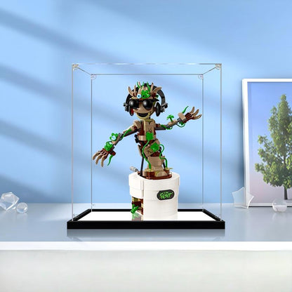 LEGO 76297 Tanzender Groot Vitrine aus Acryl mit Ringlicht & UV-bedrucktem Hintergrund - Staubgeschützte Ausstellungshülle