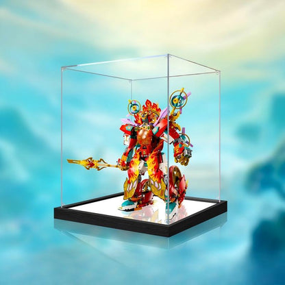 LEGO 80057 Nezhas Ring of Fire Mech Spiegel-Acryl-Vitrine mit Ringlicht & UV-bedrucktem Hintergrund - Staubdichte Ausstellung
