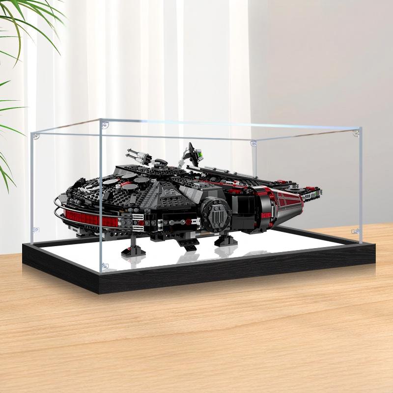 LEGO 75389 Caixa de Exibição de Acrílico com Espelho The Dark Falcon com Luz de Anel e Fundo Impresso em UV - Vitrine à Prova de Poeira