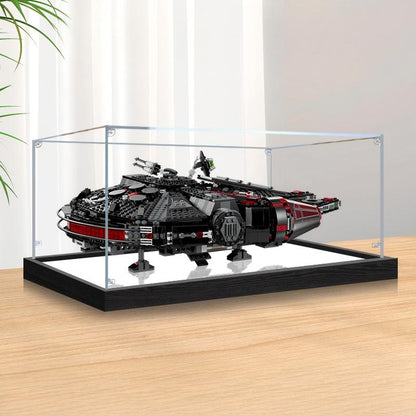 LEGO 75389 Caixa de Exibição de Acrílico com Espelho The Dark Falcon com Luz de Anel e Fundo Impresso em UV - Vitrine à Prova de Poeira
