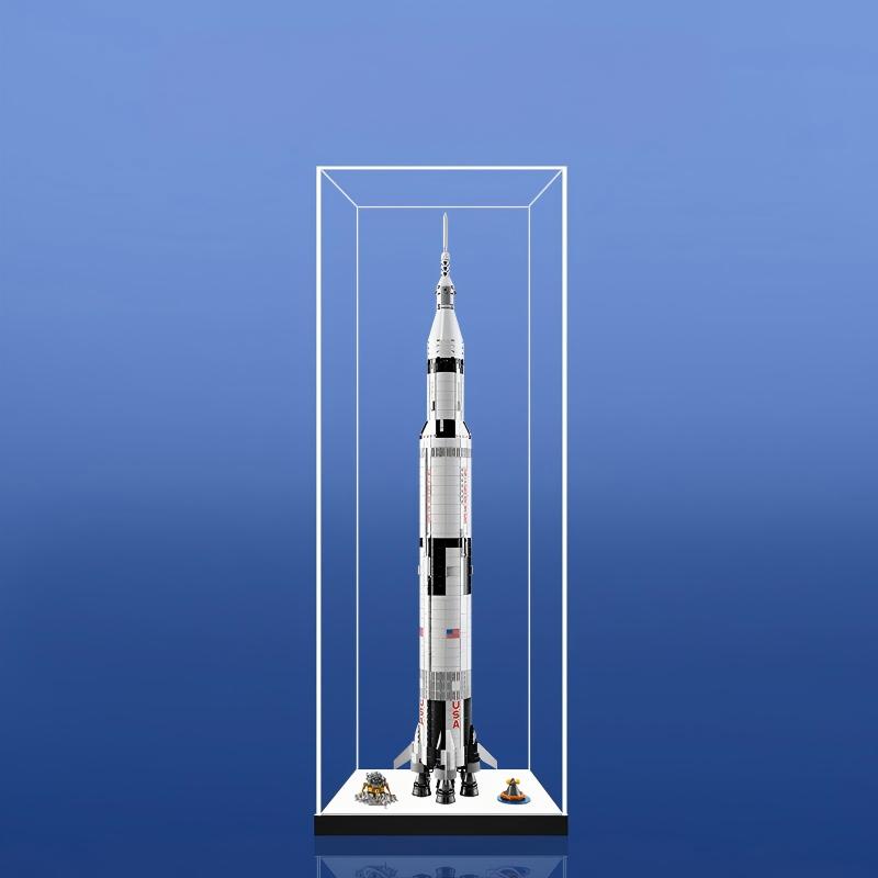 LEGO 21309 NASA Apollo Saturn V, LEGO 92176 Rocket Mirror Acryl-Vitrine - Staubdichte Ausstellungsvitrine