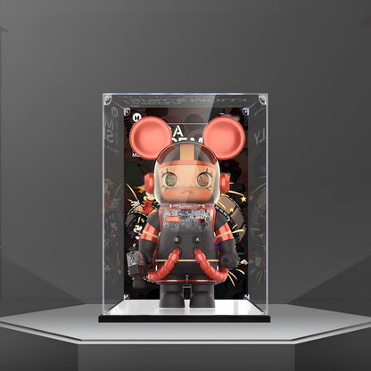 Pop Mart MEGA SPACE MOLLY  Disney 100th Anniversary Mickey Mouse Mirror Acrylic Display Case with Ring Light & UV-Printed Background - Dustproof Showcase