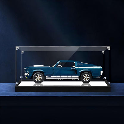 LEGO 10265 Ford Mustang Mirror Acrylic Display Case with Ring Light & UV-Printed Background - Dustproof Showcase