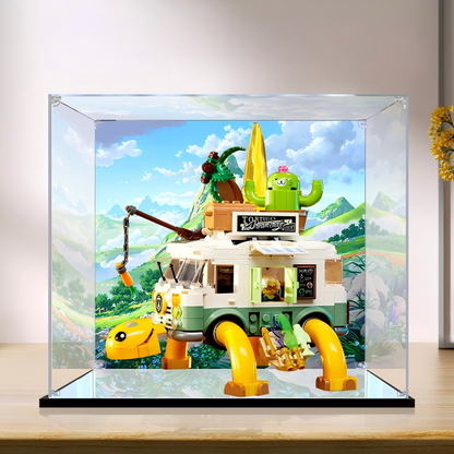 Acrylic Display Case for LEGO 71456 Mrs. Castillo's Turtle Van, with Themed Printed Background & Dustproof Box
