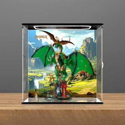 LEGO 71847 Mirror Acrylic Display Case with Ring Light & UV-Printed Background - Dustproof Showcase