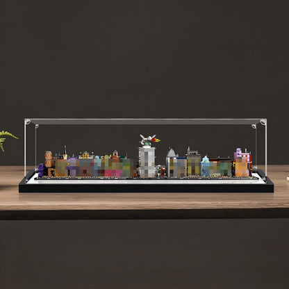 LEGO 76444 Diagon Alley Wizarding Shops Spiegel Acryl Display Case met Ringlicht & UV-Geprinte Achtergrond - Stofdichte Vitrine