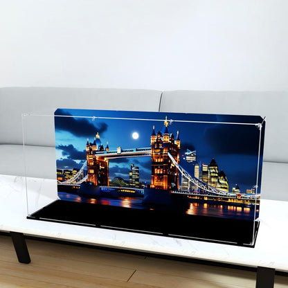 Acrylic Display Case for LEGO 10214 Tower Bridge, with Themed Printed Background & Dustproof Box