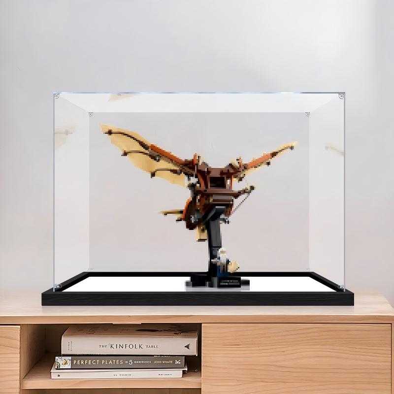 LEGO 10363 Macchina Volante di Leonardo da Vinci - Vetrina Acrilica a Specchio con Luce ad Anello e Sfondo Stampato UV - Espositore Antipolvere