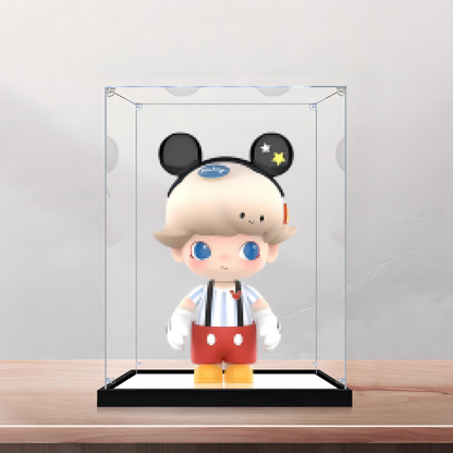 Suitable for Pop Mart DIMOO Mickey Mouse & Friends  Display Case – 2 Showcase with UV-Printed Background & Mirror Base