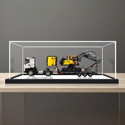 LEGO 42175 شاحنة فولفو FMX حقيبة عرض أكريليك مع إضاءة حلقية وخلفية مطبوعة بالأشعة فوق البنفسجية - صندوق عرض مقاوم للغبار