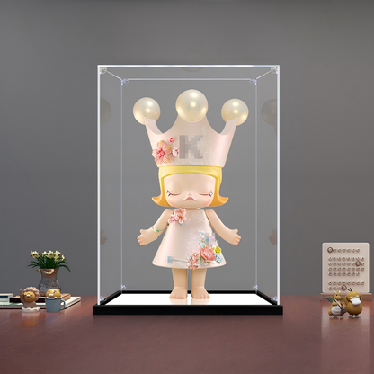 Suitable for Pop Mart Molly Flower Display Case – Showcase with UV-Printed Background & Mirror Base