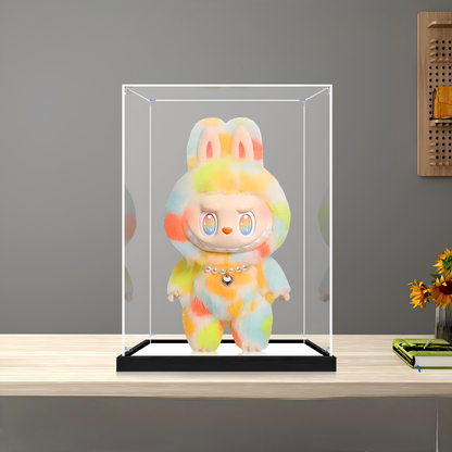 Suitable for Pop Mart The Monsters Labubu Series Display Case – Showcase with UV-Printed Background & Mirror Base