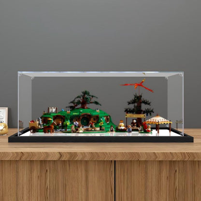LEGO 10354 The Shire Mirror Acrylic Display Case with Ring Light & UV-Printed Background - Dustproof Showcase