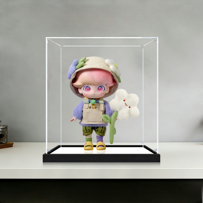Suitable for Pop Mart DIMOO Series Display Case – Showcase with UV-Printed Background & Mirror Base