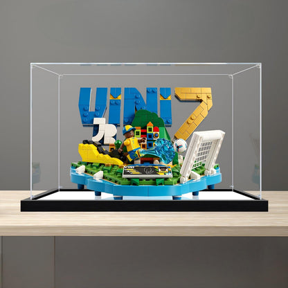 LEGO 43027 Vini Jr. - Soccer Highlights Mirror Acrylic Display Case with Ring Light & UV-Printed Background - Dustproof Showcase