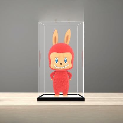 Suitable for Pop Mart Labubu Holiday Display Case – Showcase with UV-Printed Background & Mirror Base