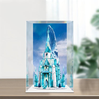 Acrylic Display Case for LEGO 43197 The Ice Castle, with Themed Printed Background & Dustproof Box
