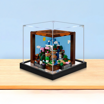 Acrylic Display Case for LEGO 21265 LEGO Minecraft, with Themed Printed Background & Dustproof Box