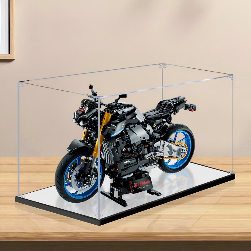 Acrylic Display Case for LEGO 42159 Yamaha MT-10 SP, with Themed Printed Background & Dustproof Box - Scoparius case