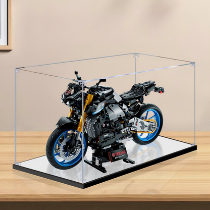 Acrylic Display Case for LEGO 42159 Yamaha MT-10 SP, with Themed Printed Background & Dustproof Box - Scoparius case