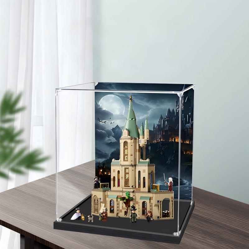 Acrylic Display Case for LEGO 76402 Hogwarts: Dumbledore's Office, with Themed Printed Background & Dustproof Box