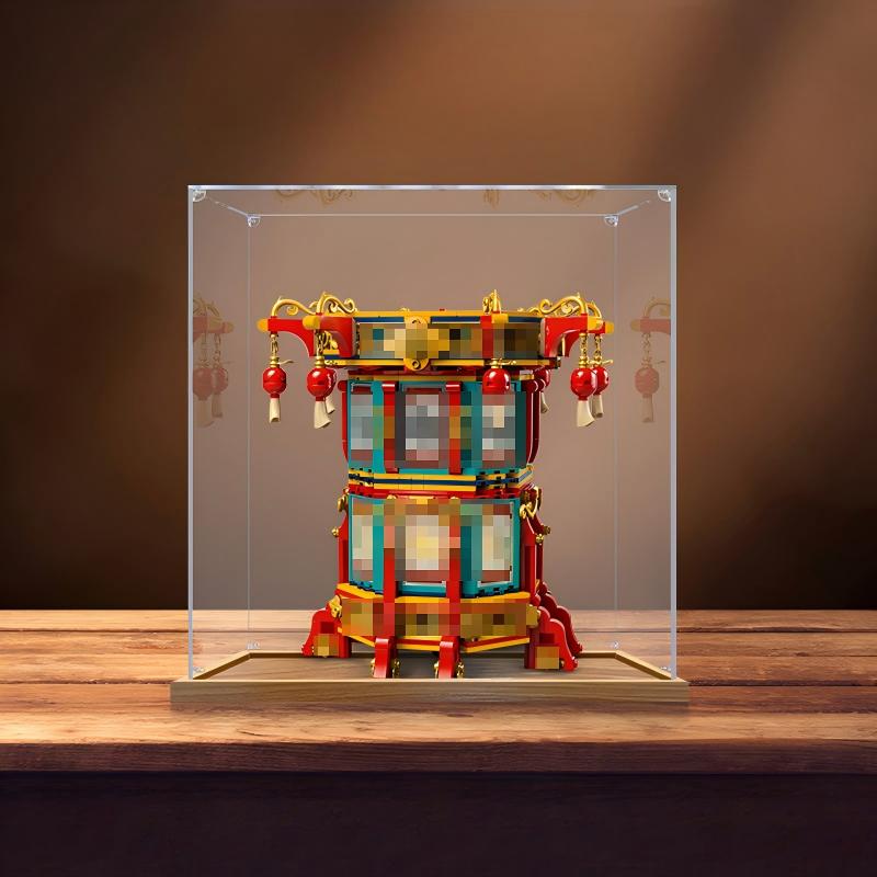 LEGO 80116 Mirror Mirror Custodia Espositiva in Acrilico con Anello Luminoso e Sfondo Stampato UV - Vetrina Antipolvere