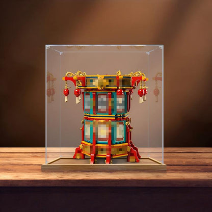 LEGO 80116 Mirror Mirror Custodia Espositiva in Acrilico con Anello Luminoso e Sfondo Stampato UV - Vetrina Antipolvere