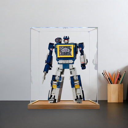 LEGO 10358 Soundwave Mirror Acrylic Display Case with Ring Light & UV-Printed Background - Dustproof Showcase