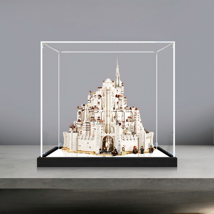 Acrylic Display Case for LEGO 11377 Icons The Lord of the Rings: Minas Tirith Model, with Themed Printed Background & Dustproof Box（副本）