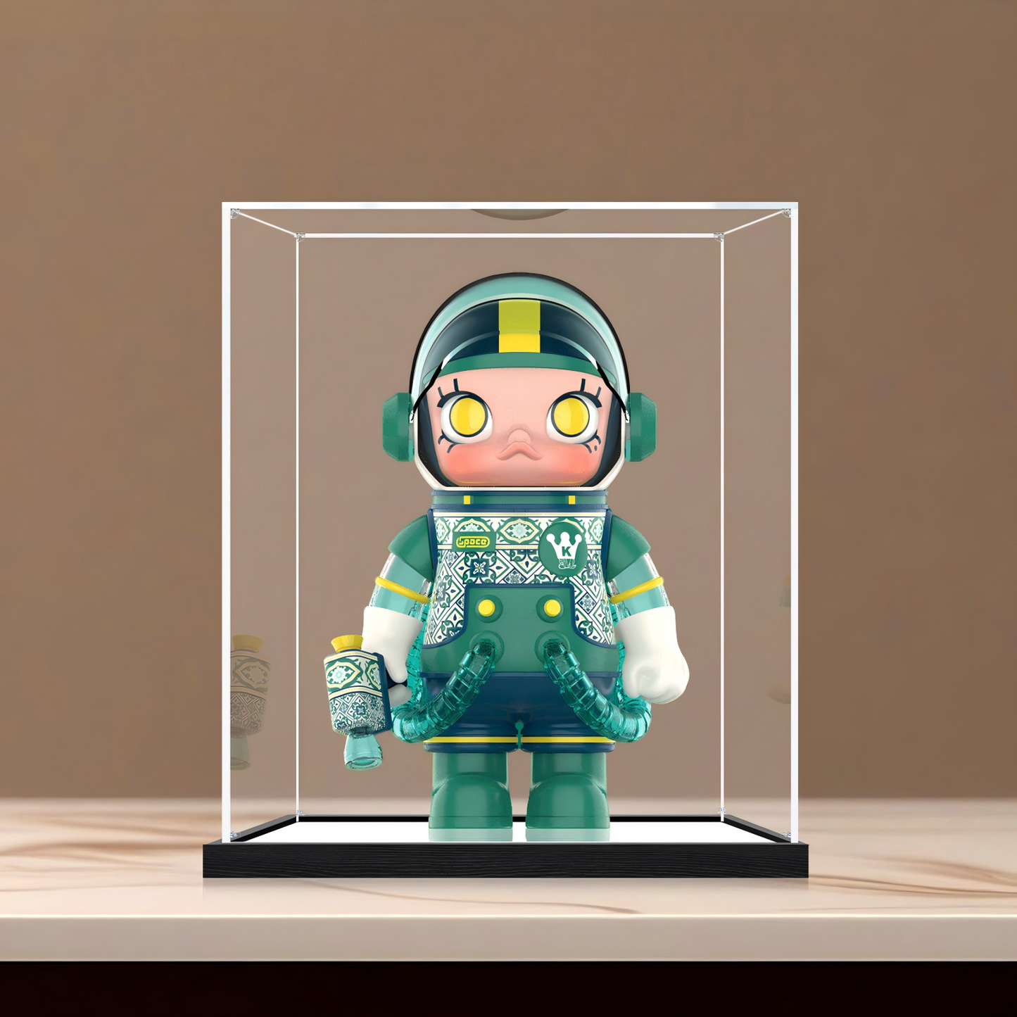 Suitable for Pop Mart Display Case – Showcase with UV-Printed Background & Mirror Base