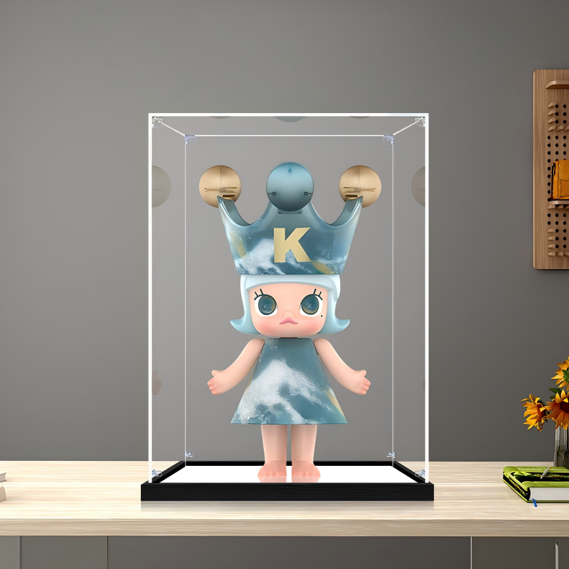 Suitable for Pop Mart MEGA SPACE MOLLY Display Case – Showcase with UV-Printed Background & Mirror Base