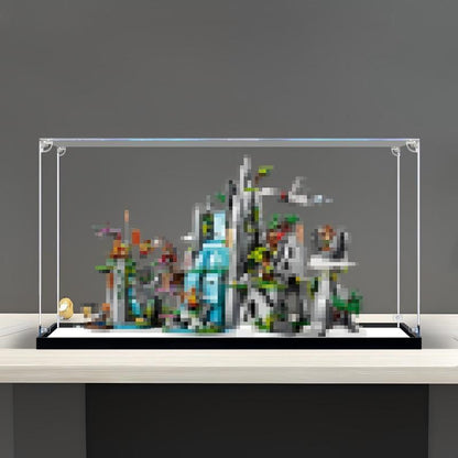 LEGO 80024 A Lendária Montanha da Fruta da Flor Caixa de Exibição de Acrílico com Espelho com Luz de Anel e Fundo Impresso em UV - Vitrine à Prova de Poeira