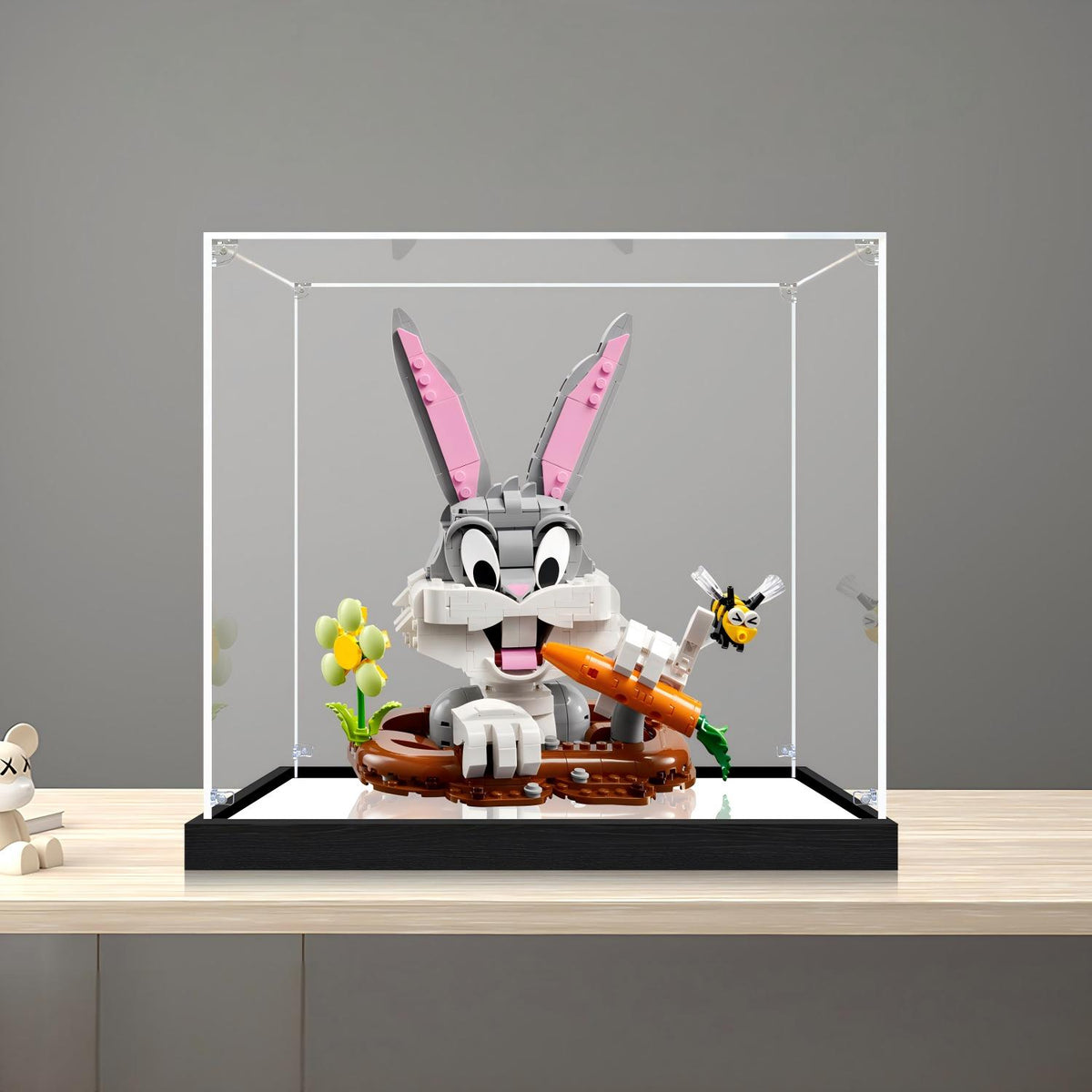 LEGO 40920 Bugs Bunny Mirror Acrylic Display Case with Ring Light & UV-Printed Background - Dustproof Showcase