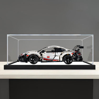 LEGO 42096 Porsche 911 RSR Vetrina Acrilica con Anello Luminoso e Sfondo Stampato UV - Custodia Antipolvere