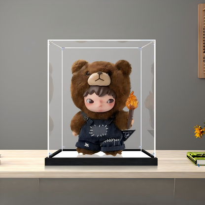 Suitable for Pop Mart Hirono Series Display Case – Showcase with UV-Printed Background & Mirror Base