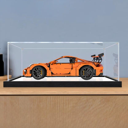 LEGO 42056 بورش 911 GT3 RS حافظة عرض أكريليك مع إضاءة حلقية وخلفية مطبوعة بالأشعة فوق البنفسجية - صندوق عرض مقاوم للغبار