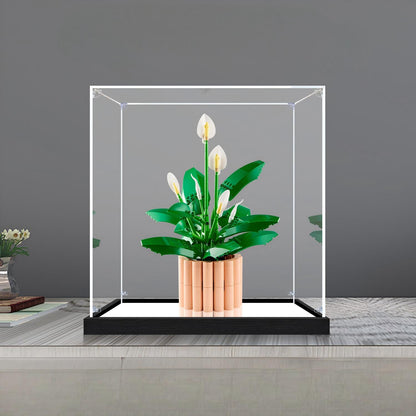 LEGO 11504 Peace Lily Vitrine de Exibição em Acrílico com Espelho, Anel de Luz e Fundo Impresso em UV - Vitrine à Prova de Poeira