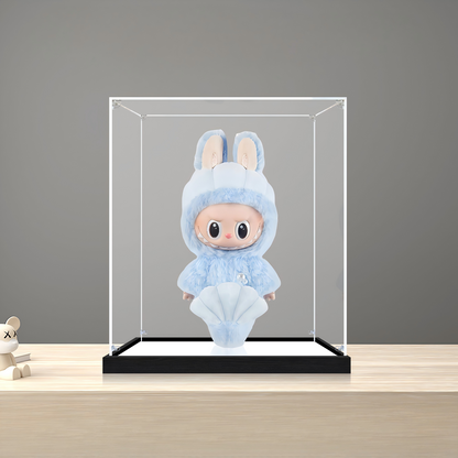 Suitable for Pop Mart Labubu Hide and Seek Display Case – Showcase with UV-Printed Background & Mirror Base